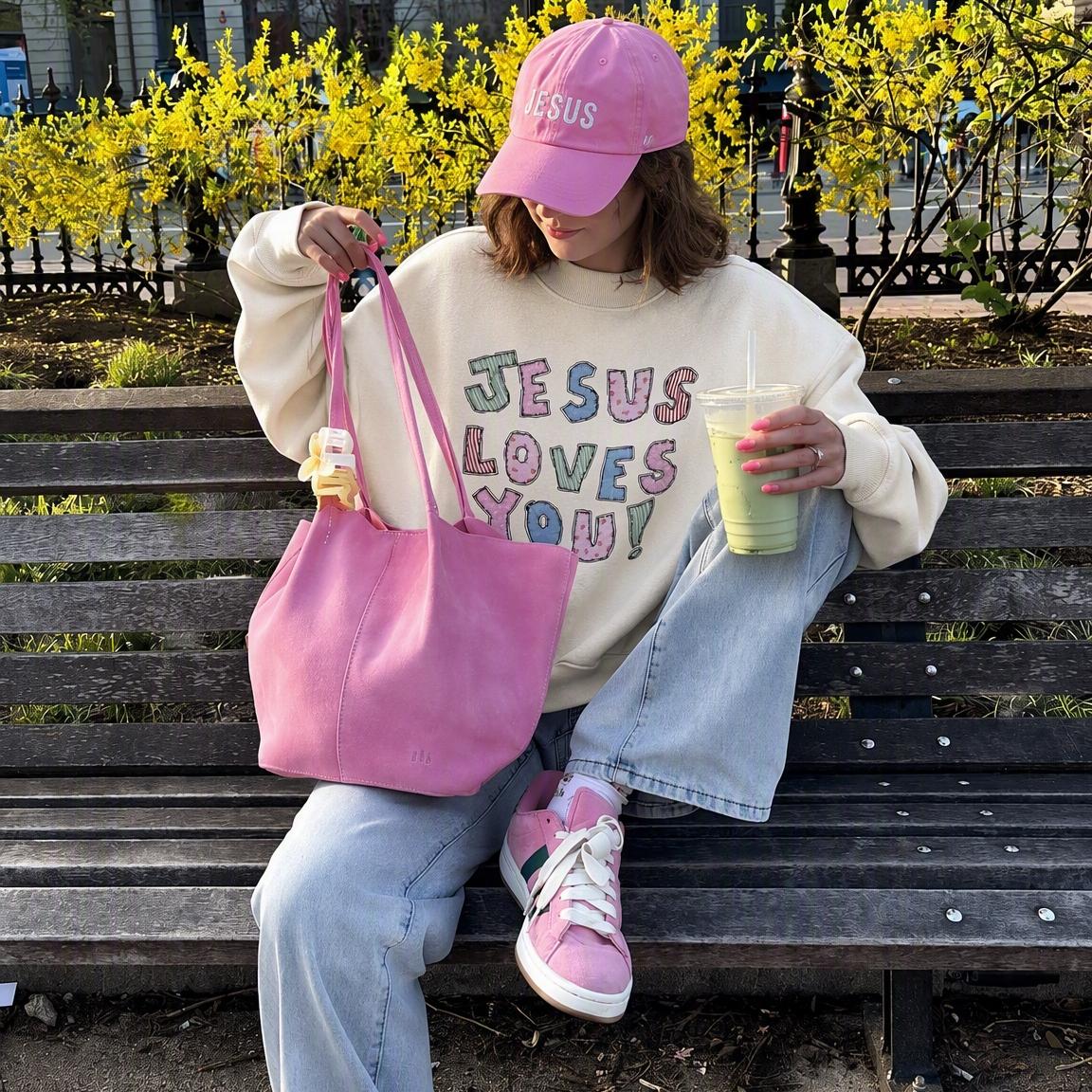 Jesus Loves You Cotton Mock Neck Sweatshirt