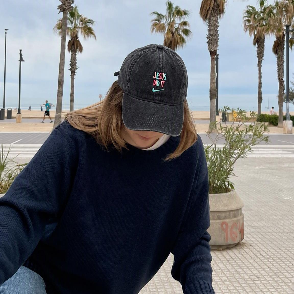 Jesus Did It Embroidery Cotton Washed Baseball Cap