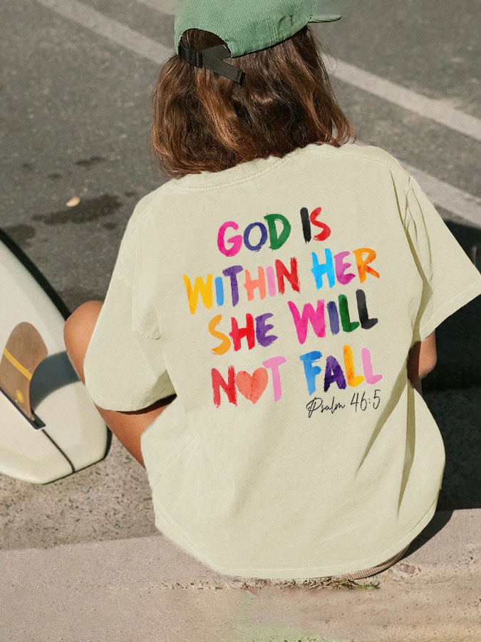 God Is Within Her She Will Not Fall Unisex Washed T-Shirt