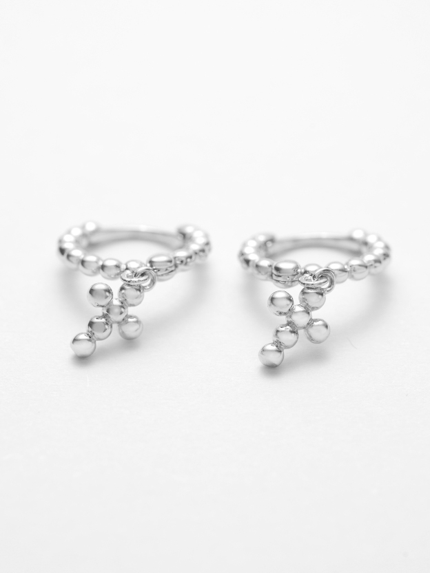 925 Silver Cross Beads Earrings