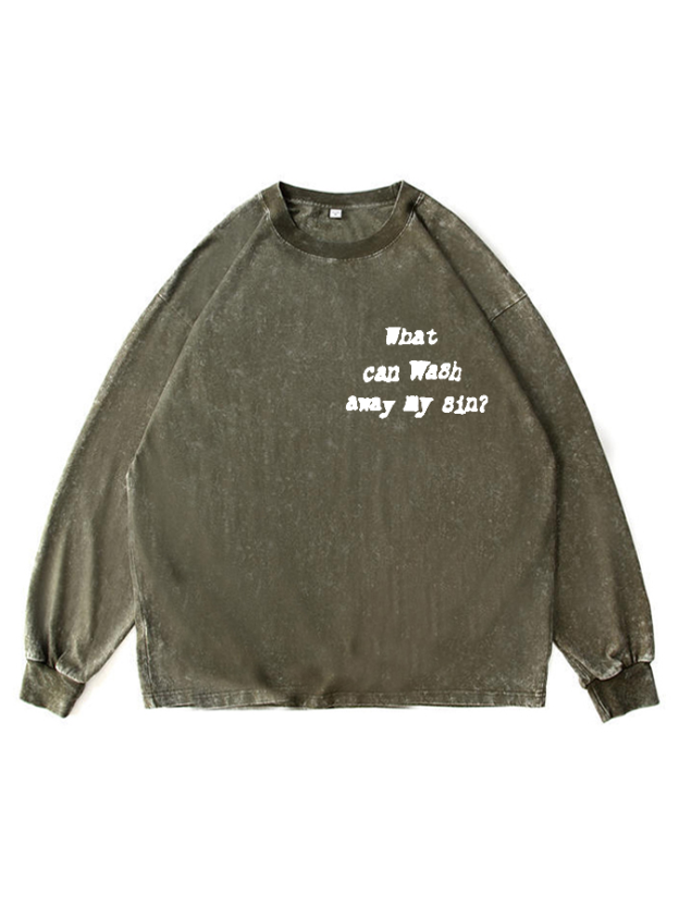 Nothing But Blood Of Jesus  Unisex Washed Long Sleeve T-Shirt-LOVELLX