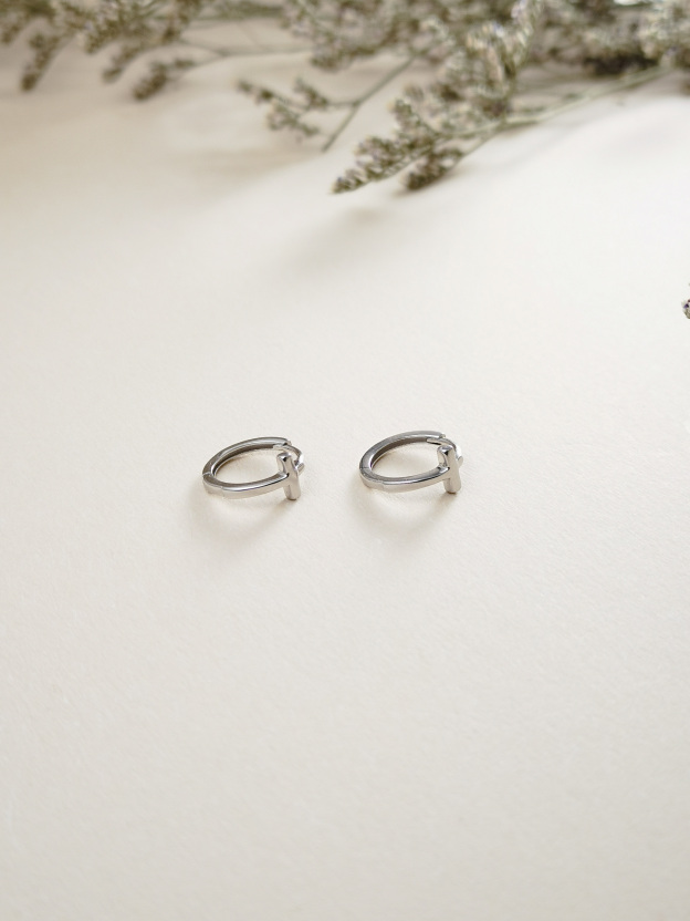 925 Silver Cross Hoop Earrings