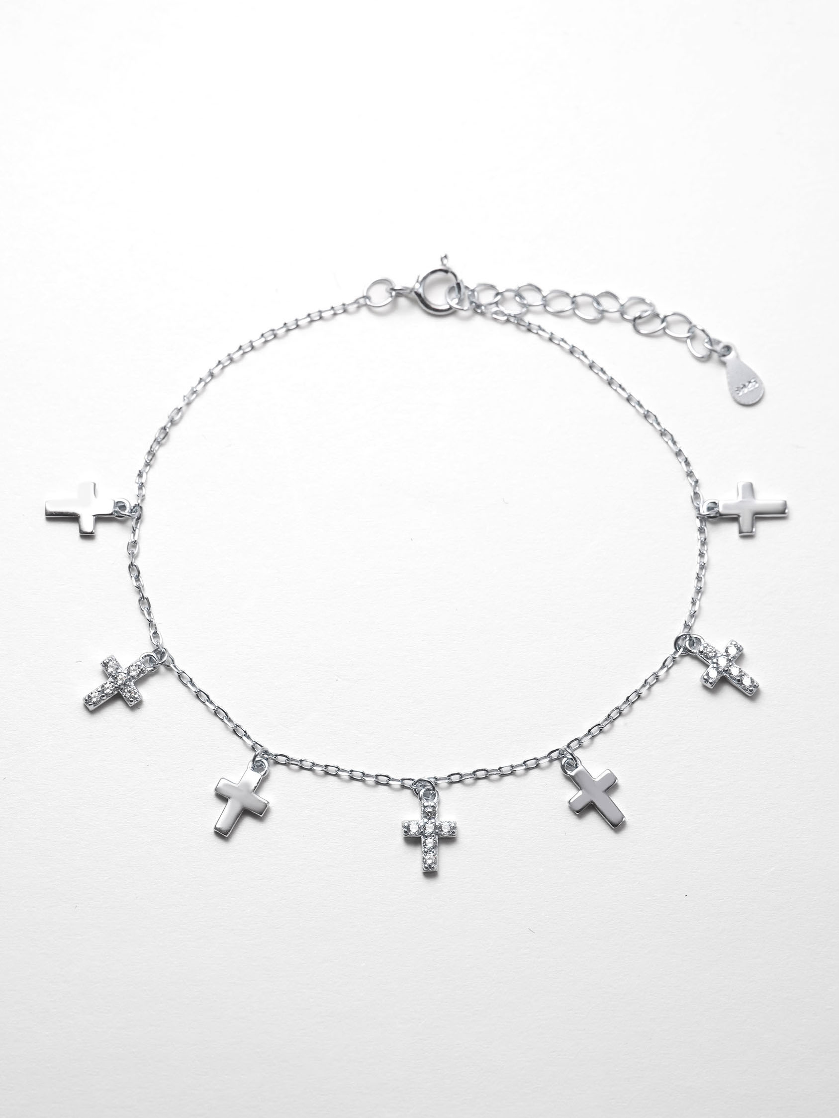 925 Silver Multi Cross Bracelet