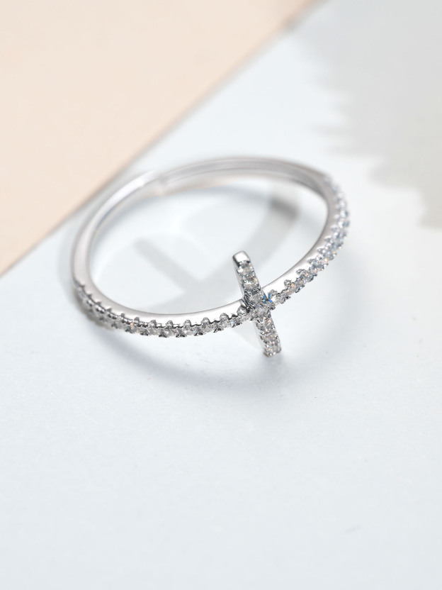925 Silver Cross Zirconia Ring