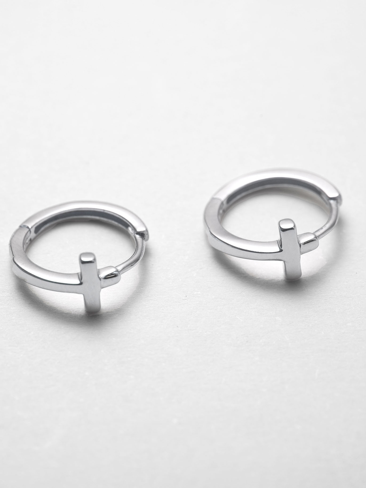 925 Silver Cross Hoop Earrings