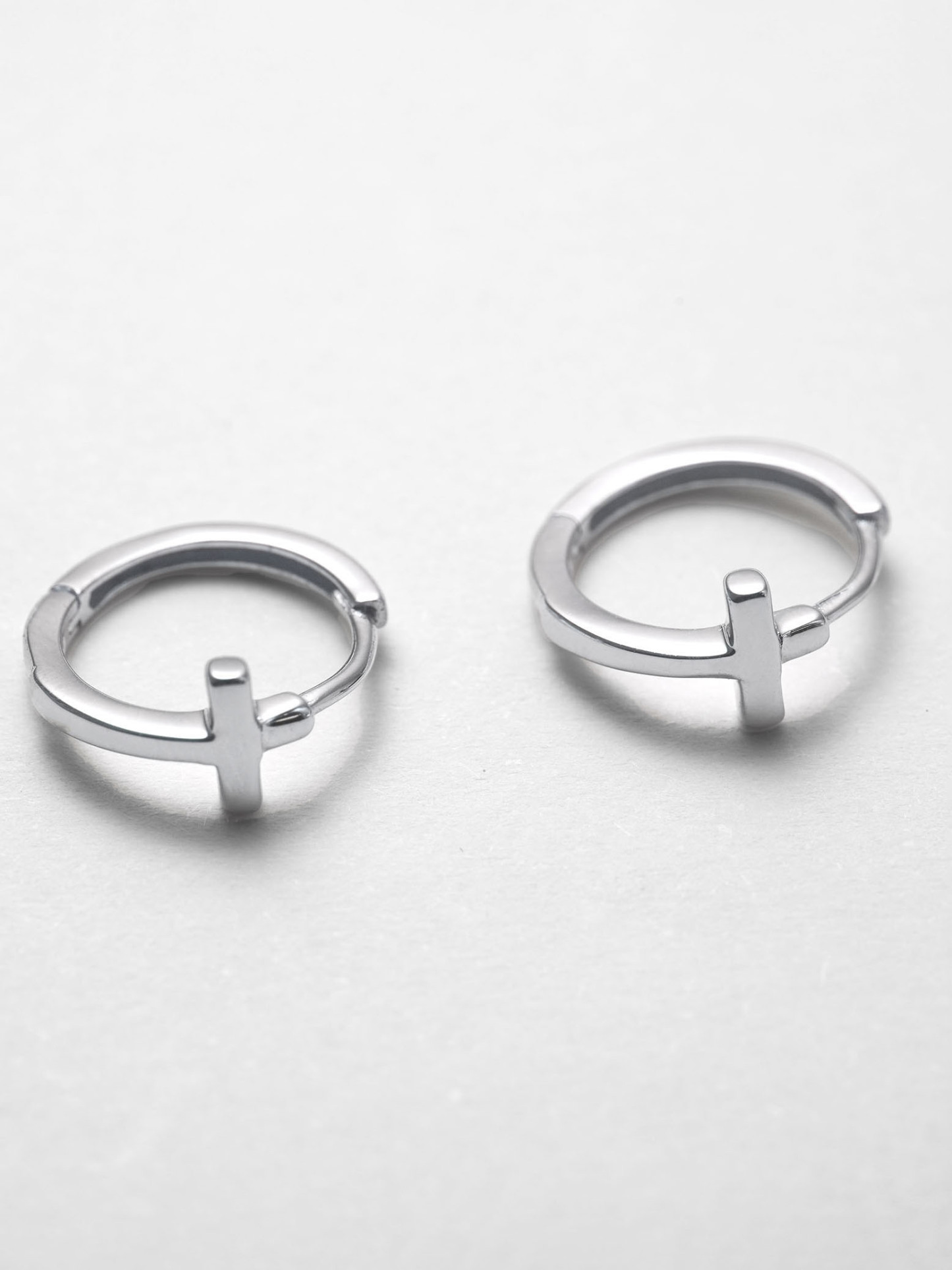 925 Silver Cross Hoop Earrings