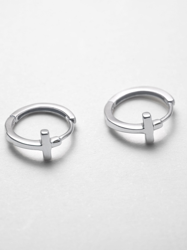 925 Silver Cross Hoop Earrings