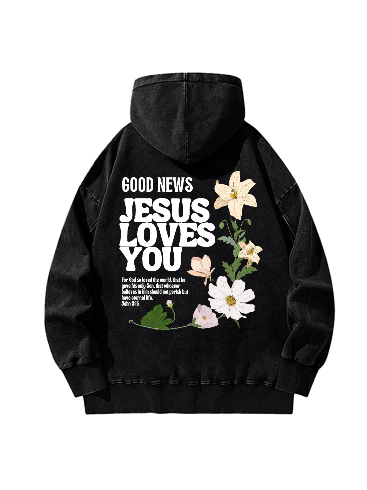 Good News Jesus Loves You Unisex Washed Hoodie, Christian t Good News Jesus Loves You Unisex Washed Hoodie, Christian t