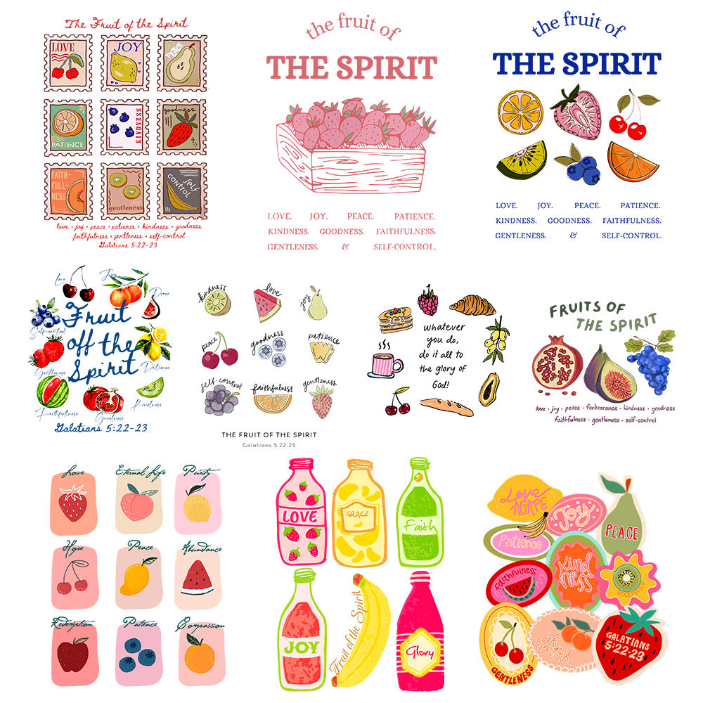 Fruit Of The Spirit Christian 10 PACK STICKERS