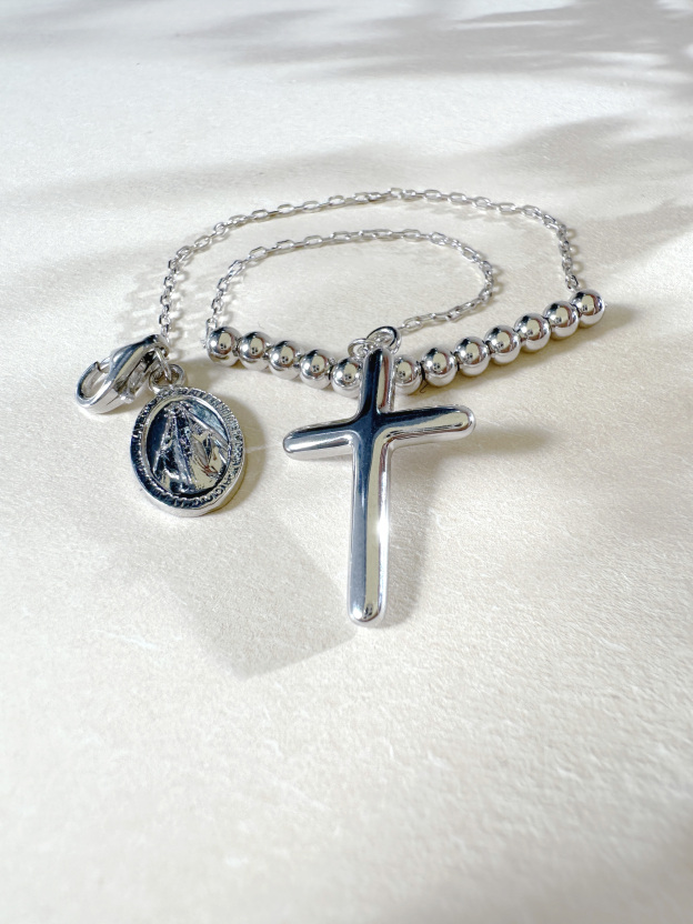 925 Silver Cross Paryer Bracelet