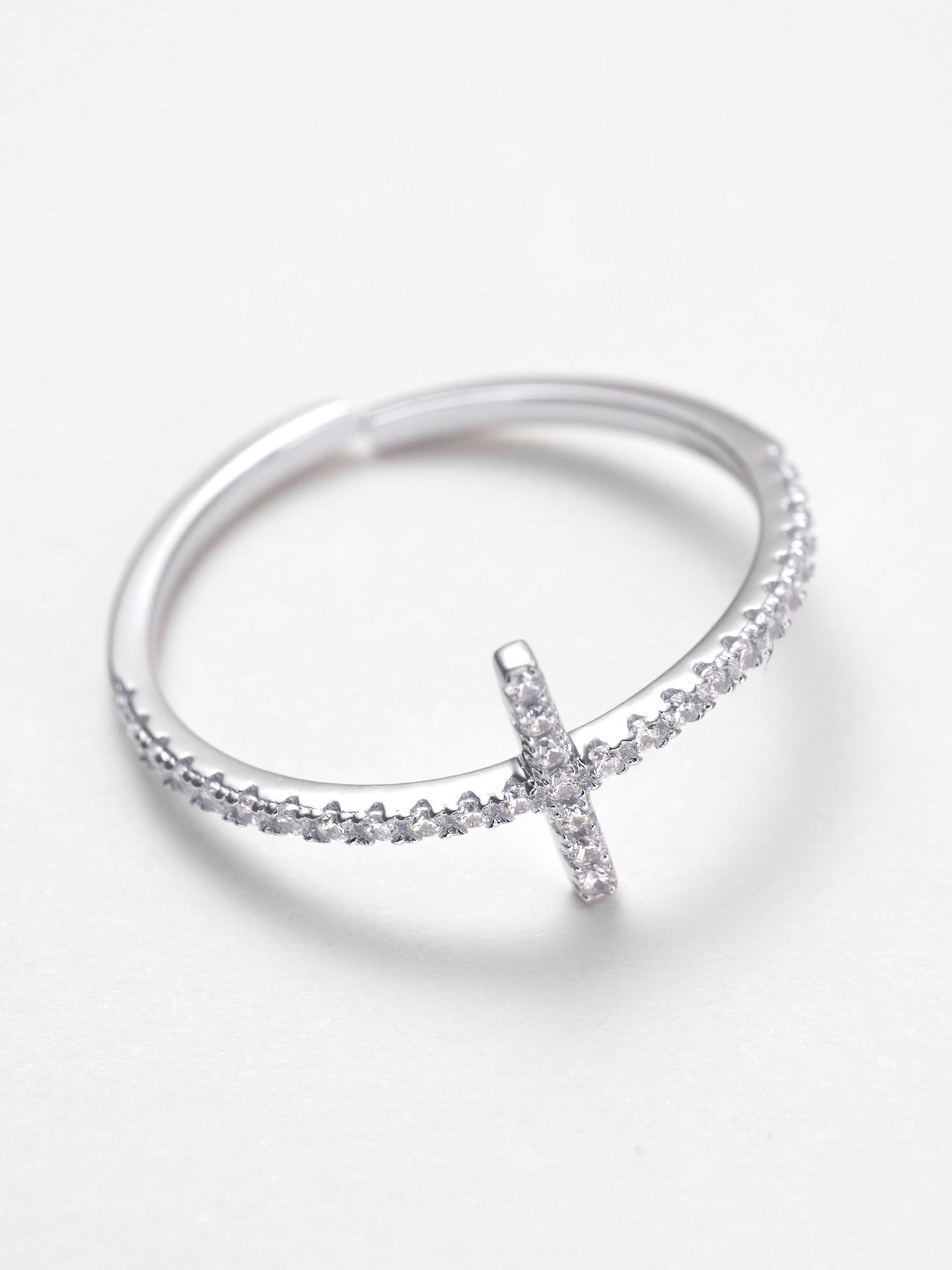 925 Silver Cross Zirconia Ring