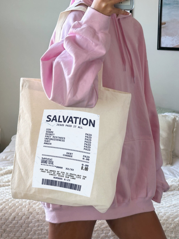Salvation Jesus Paid It All. Canvas Tote Bag-LOVELLX