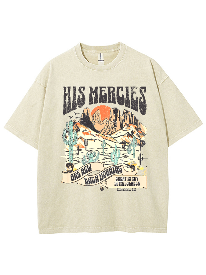 His Mercies Lamentations 3:23 Unisex Washed T-Shirt