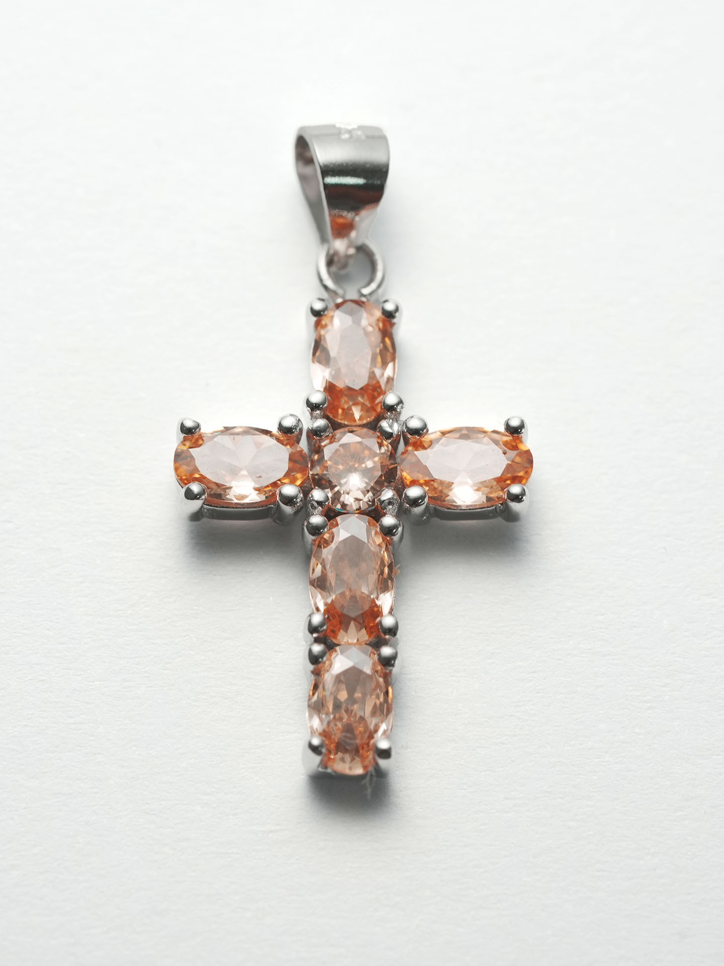 925 Silver Double Cross Zirconia Pendant