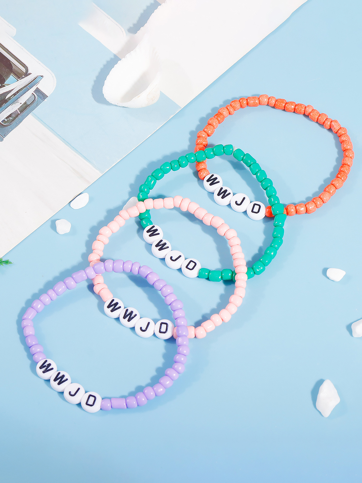 WWJD Letter Braided Bracelet Elastic Bracelet Set-LOVELLX