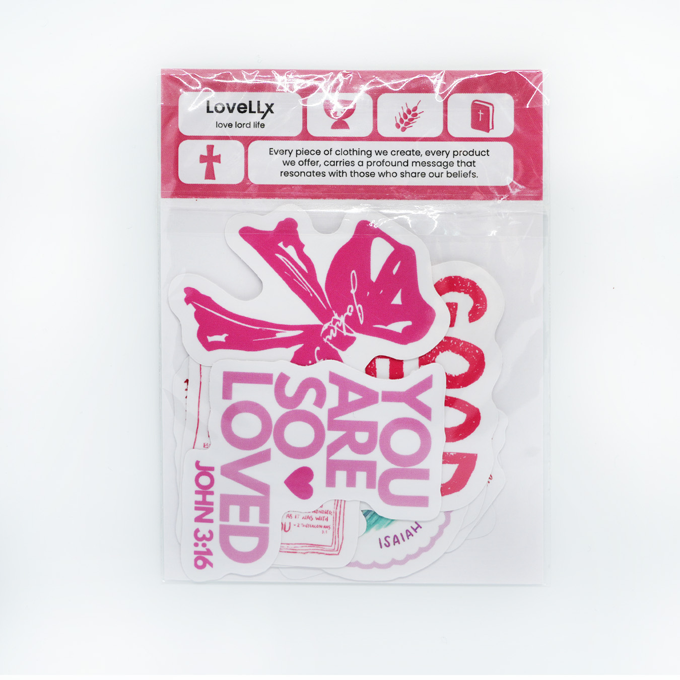 Soft Pink Faith Christian 10 PACK STICKERS