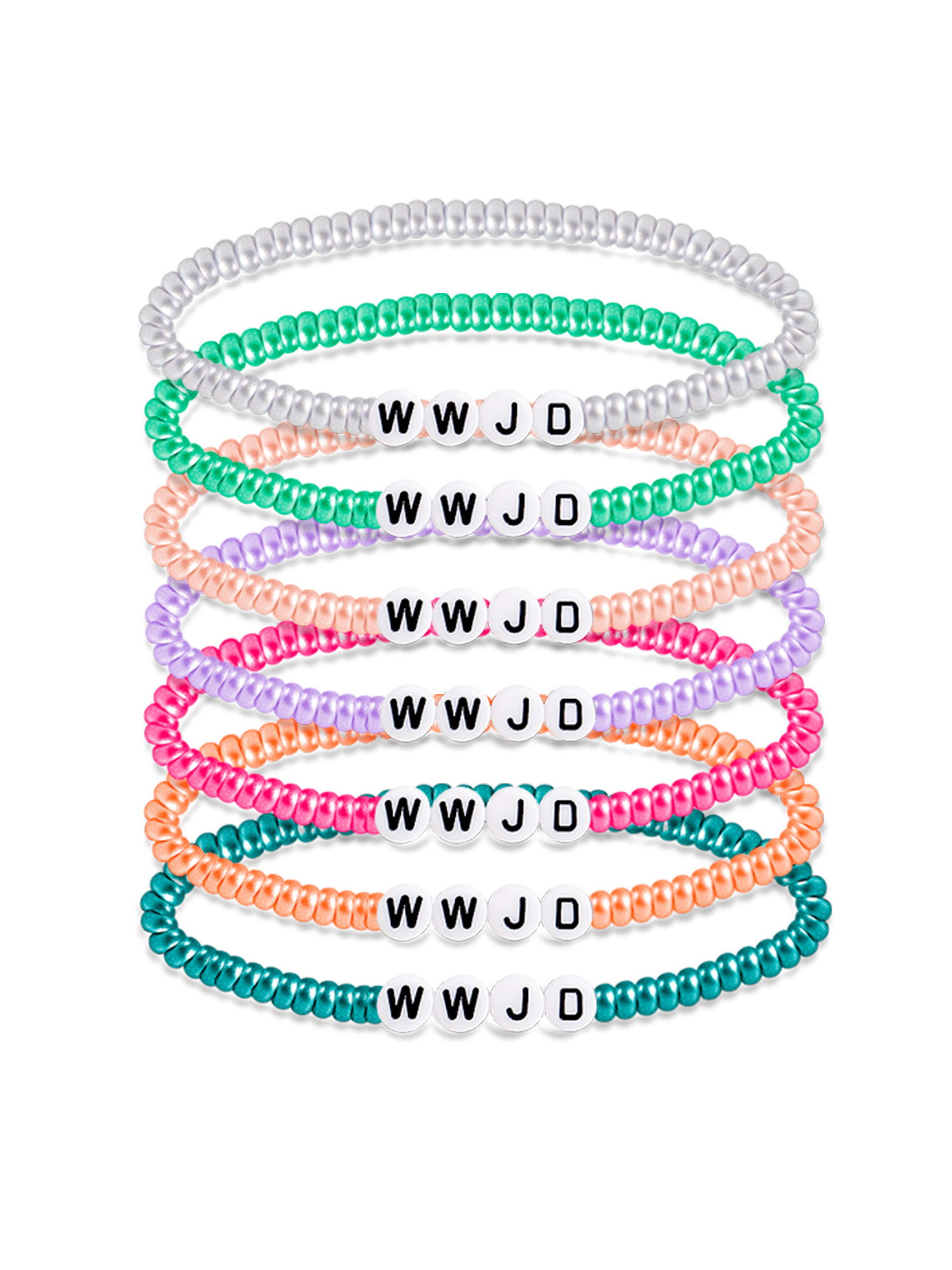 WWJD Letter Braided Bracelet Elastic Bracelet Set-LOVELLX