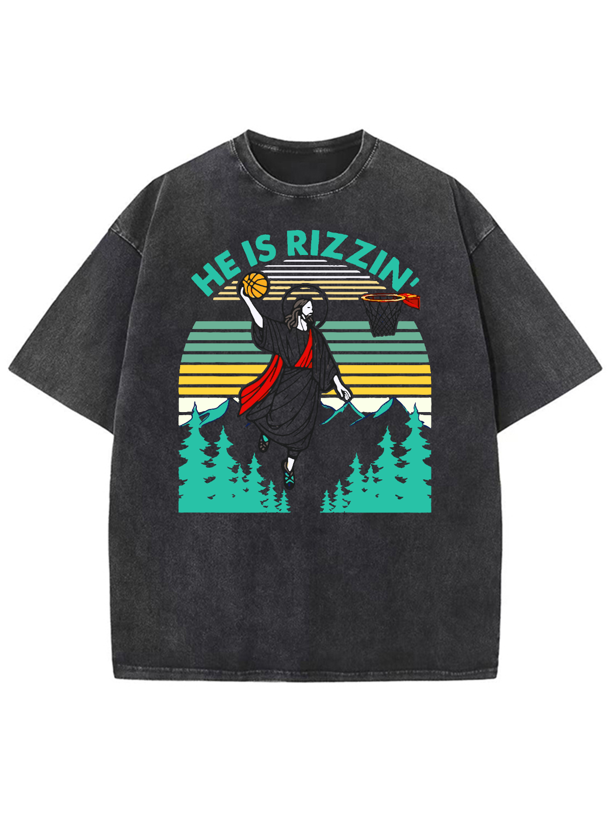 He Is Rizzin' Unisex Washed T-Shirt He Is Rizzin' Unisex Washed T-Shirt