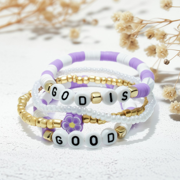 Handmade Christian Quote Beaded Bracelet