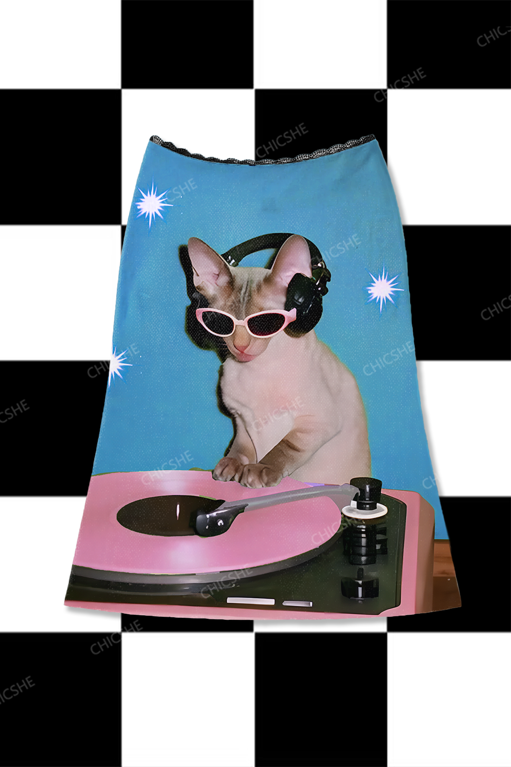 Chicshe Pink Leopard Print Y2K Print Midi Skirt