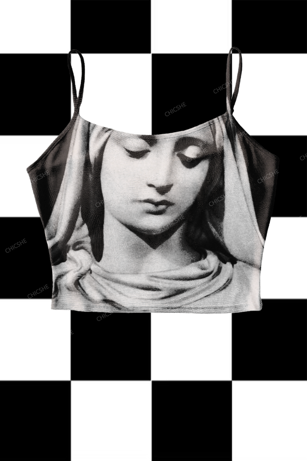  Chicshe Mystery Y2K Print Mesh Cami Tank