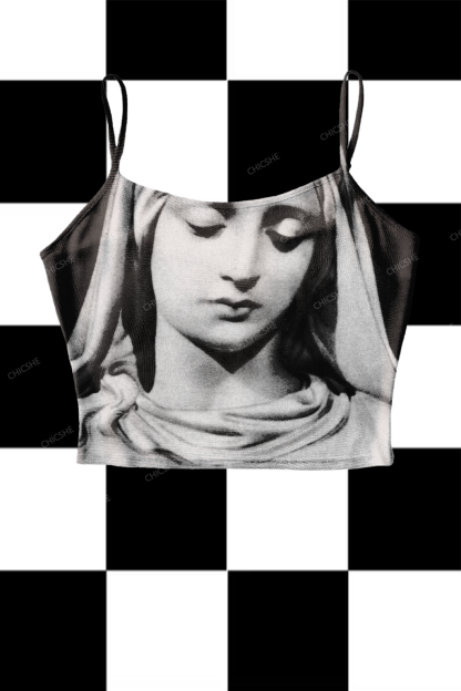  Chicshe Mystery Y2K Print Mesh Cami Tank