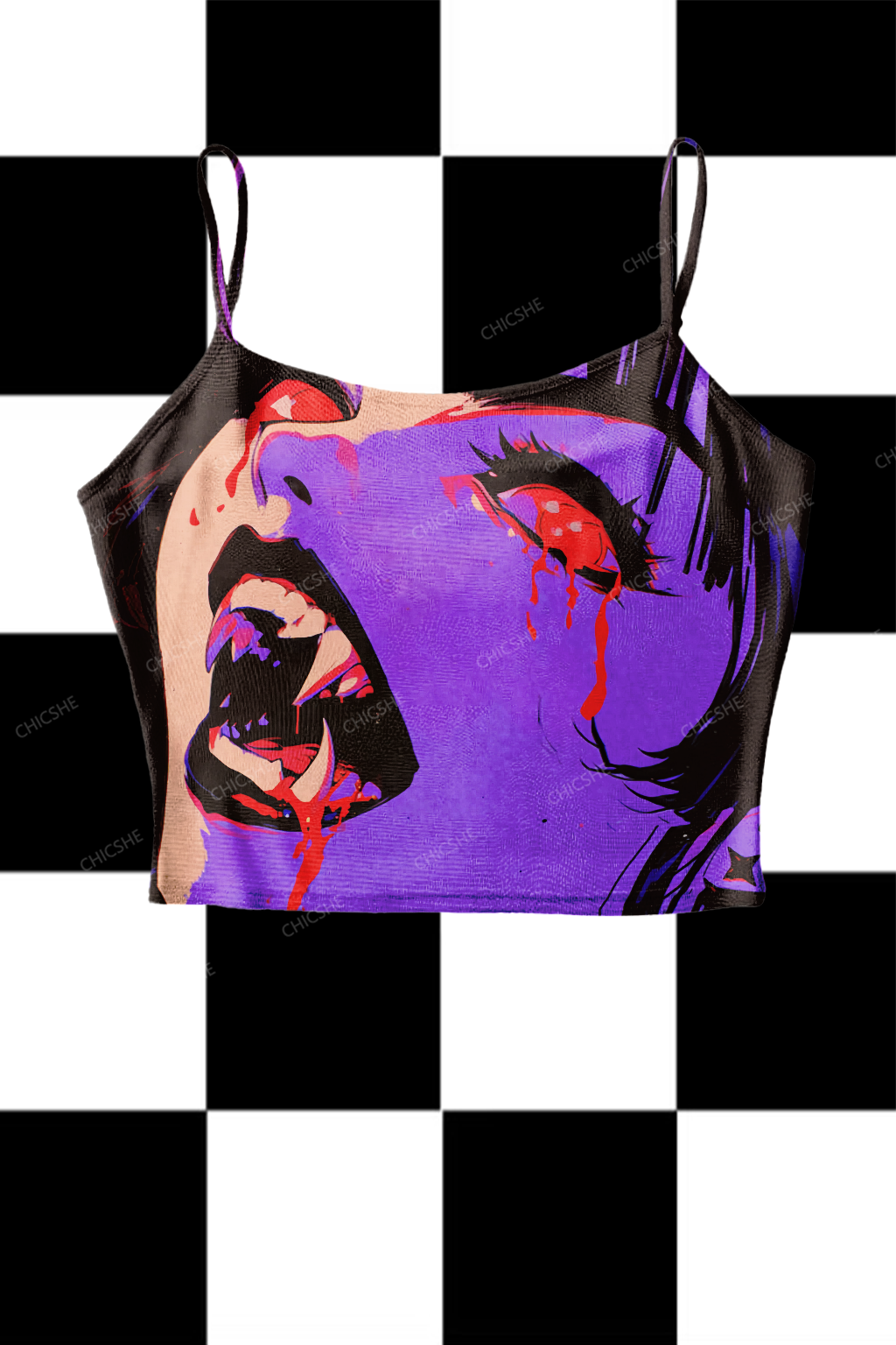 Halloween Screaming Ghost Y2K Print Mesh Cami Tank Chicshe 