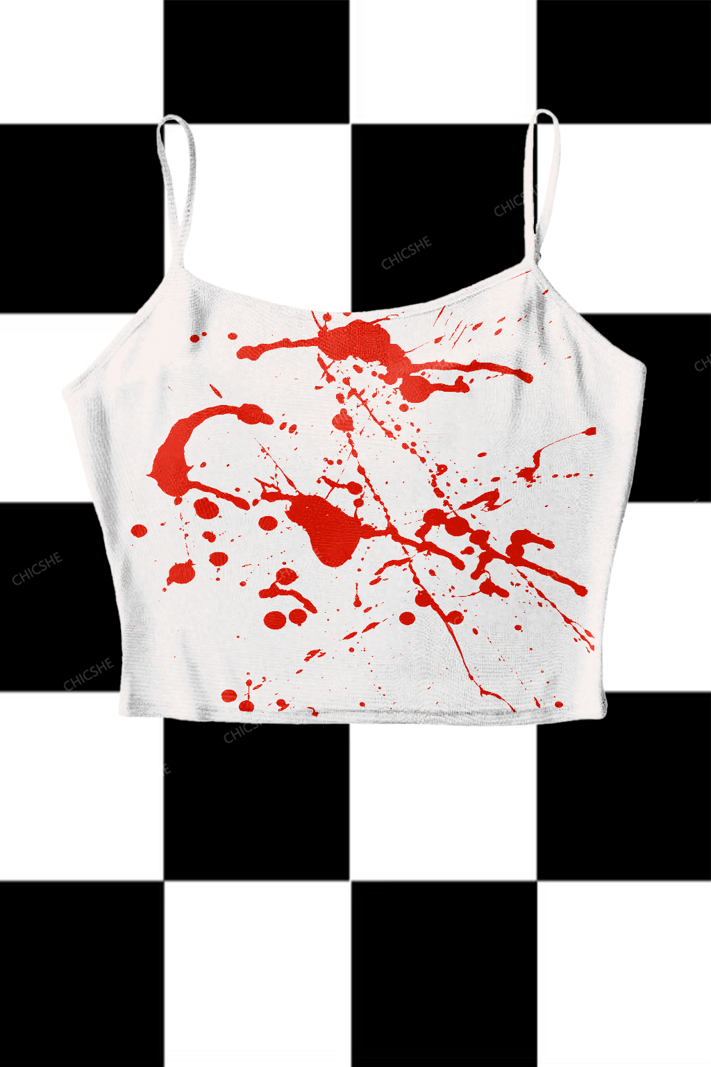 Halloween Bloody Y2K Print Mesh Cami Tank Chicshe 