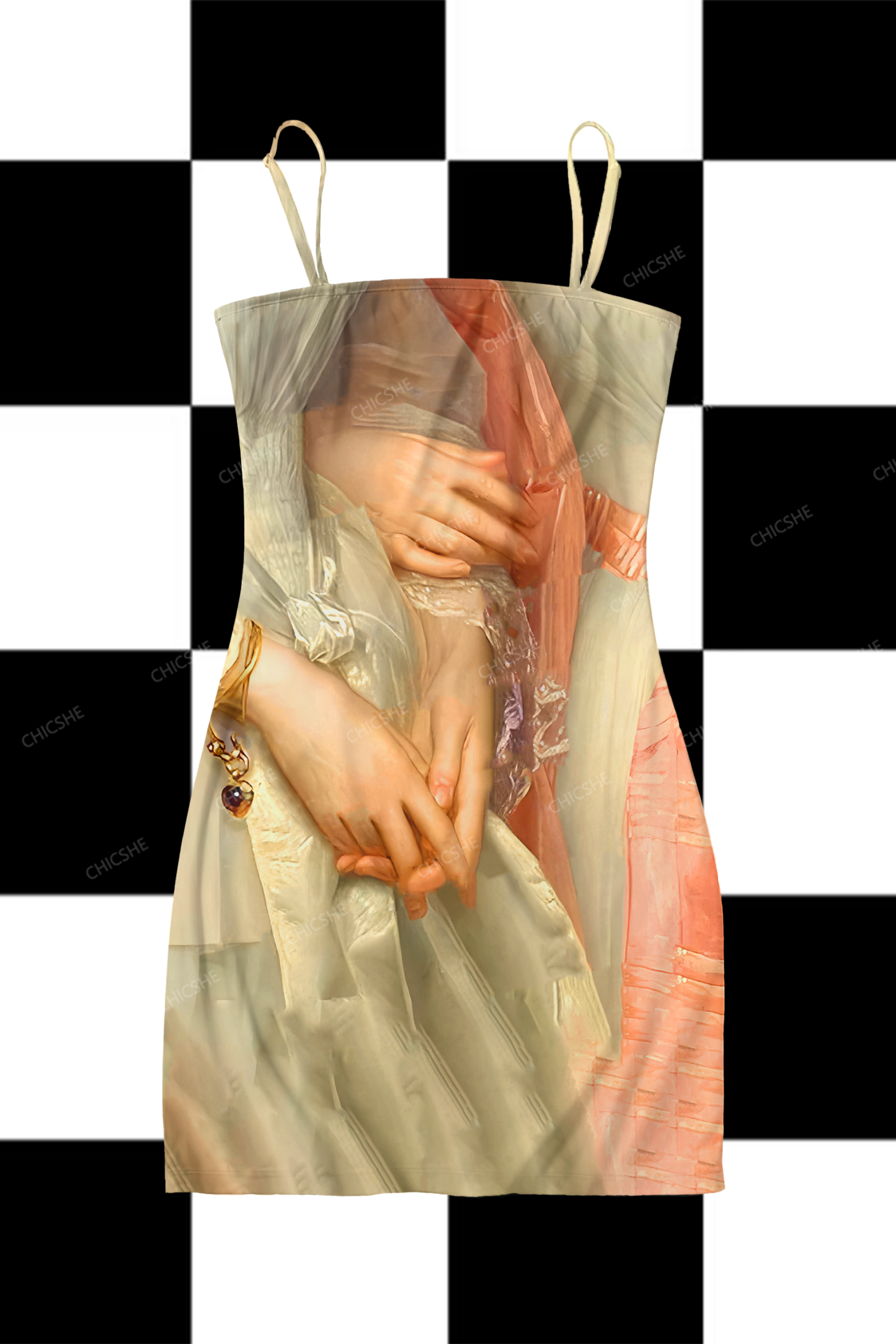 Red Pomegranate Y2K Print Slip Dress Cherrykitten