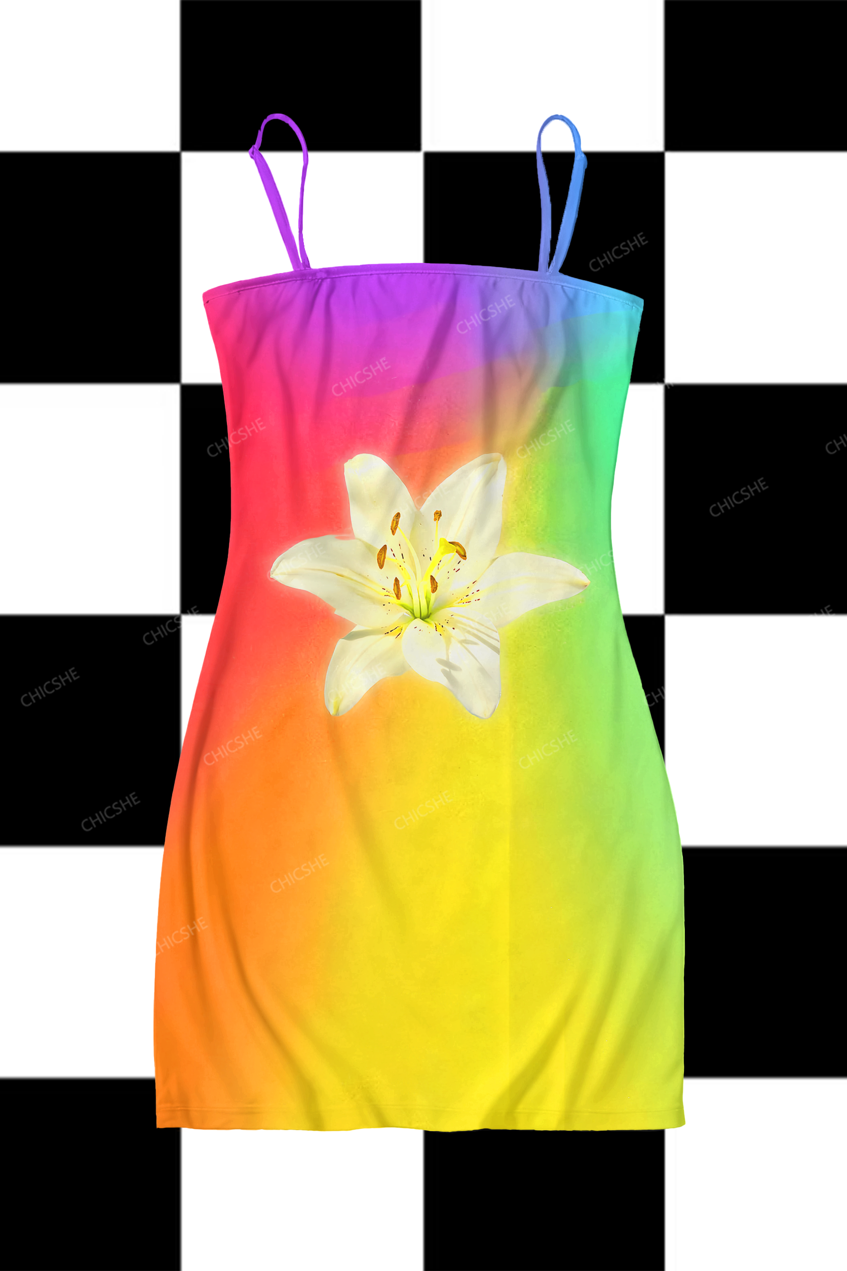 Color Lily Pride Y2K Print Slip Dress Chicshe