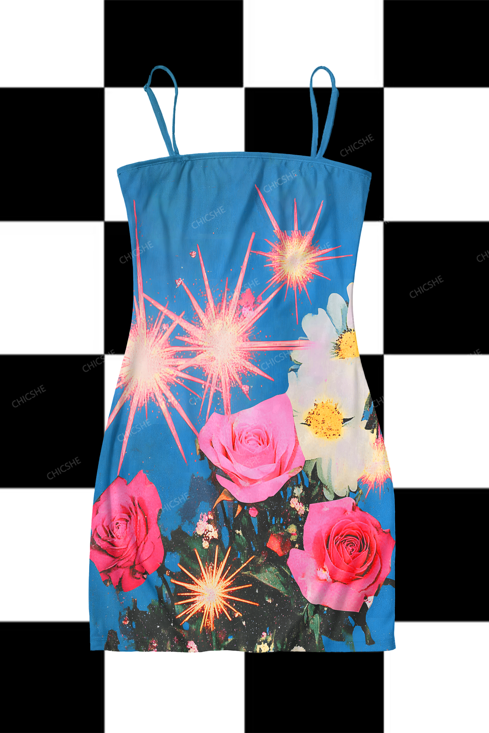 Red Pomegranate Y2K Print Slip Dress Cherrykitten