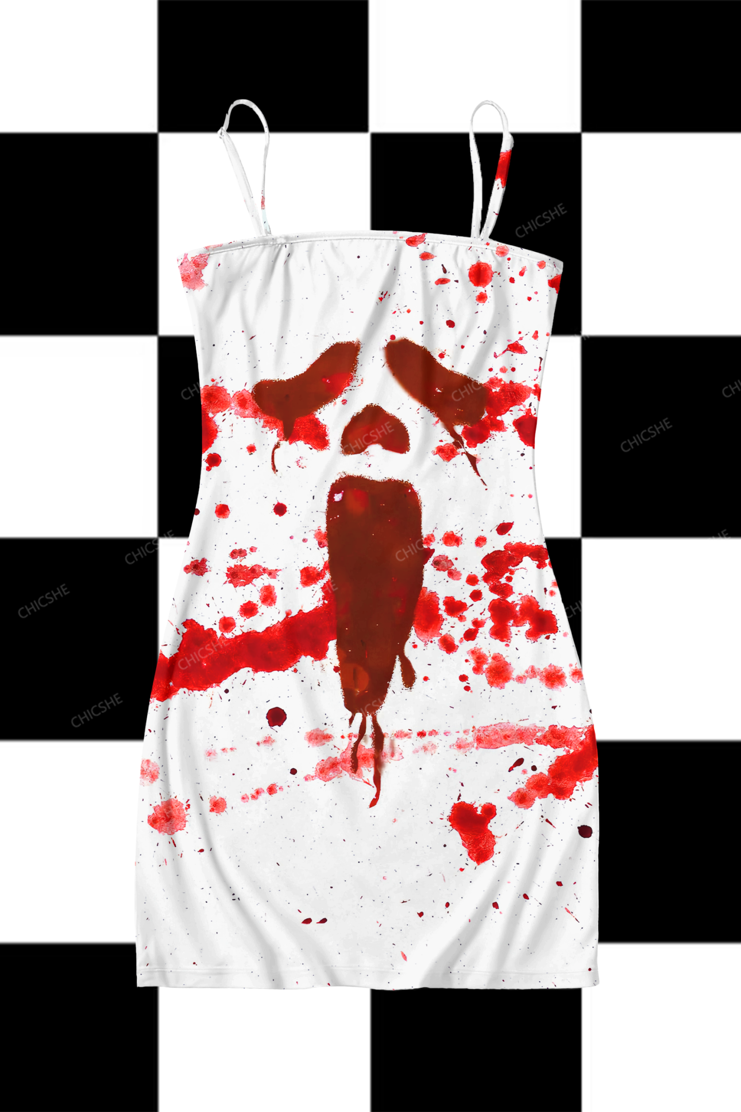Red Pomegranate Y2K Print Slip Dress Cherrykitten