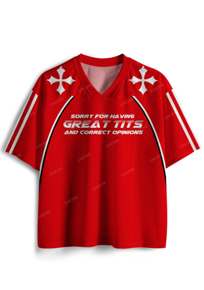 Sorry For Having Correct Opinions Y2K Mesh Jersey Shirts