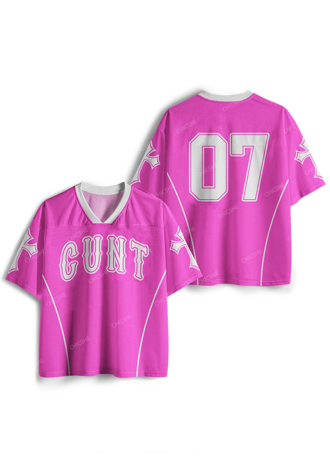 Pink Cxxt Y2K Mesh Jersey Shirts Chicshe 