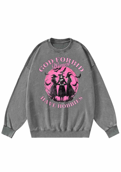Chicshe Halloween God Forbid Women Hobbies Y2K Washed Sweatshirts 