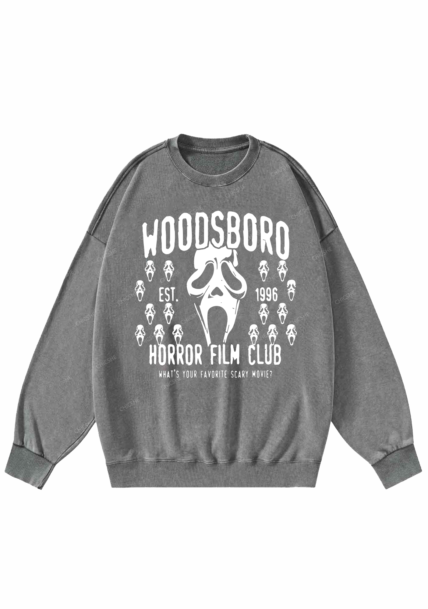 Chicshe Horror Flim Club Y2K Washed Sweatshirts 