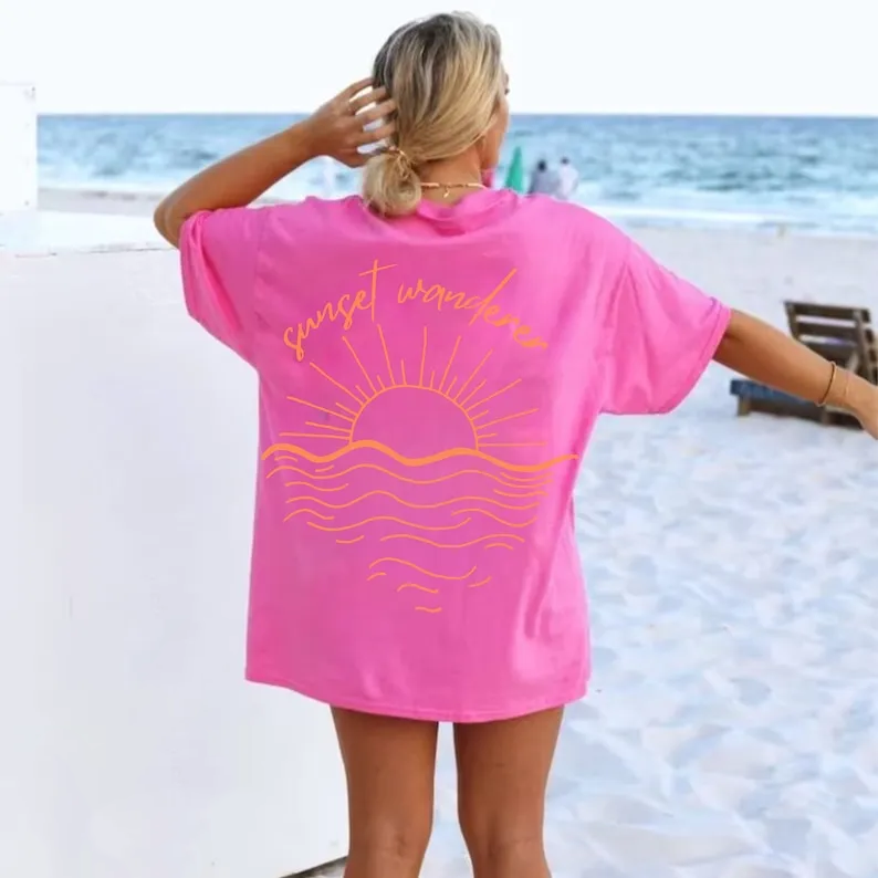 Sunset Tshirt Trendy Beachy Shirts Coconut Girl Clothes Cute Summer Tees