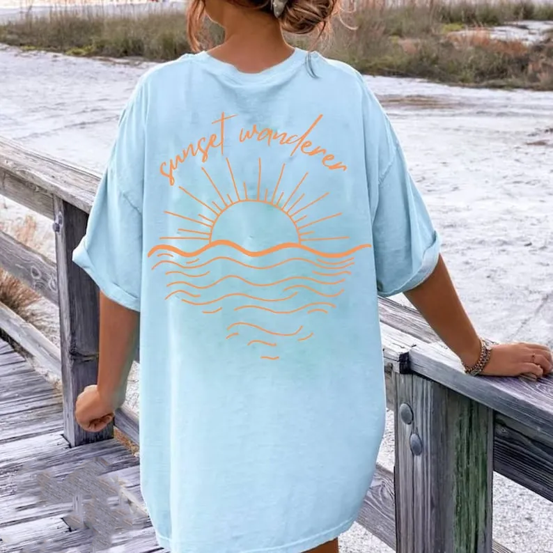 Sunset Tshirt Trendy Beachy Shirts Coconut Girl Clothes Cute Summer Tees
