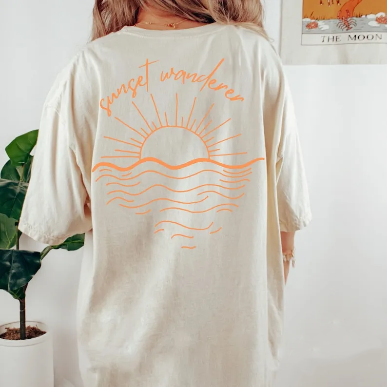 Sunset Tshirt Trendy Beachy Shirts Coconut Girl Clothes Cute Summer Tees