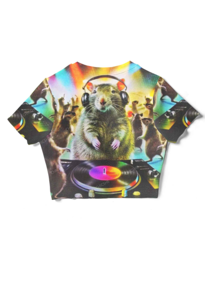 The Famous Rat DJ Y2K Mesh Crop Top Chicshe