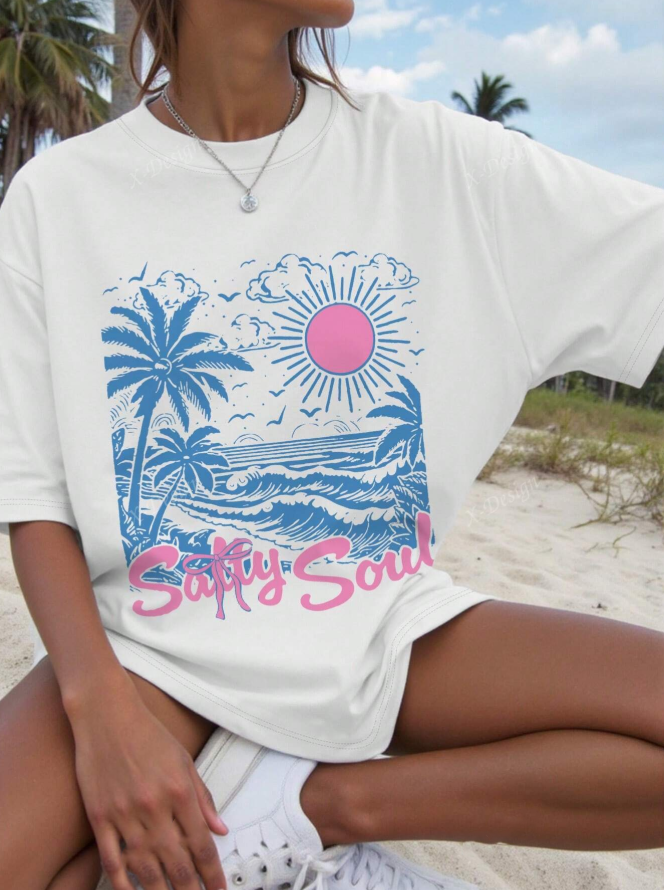 Salty Soul Summer Beach Vibe Summer Graphic Tee