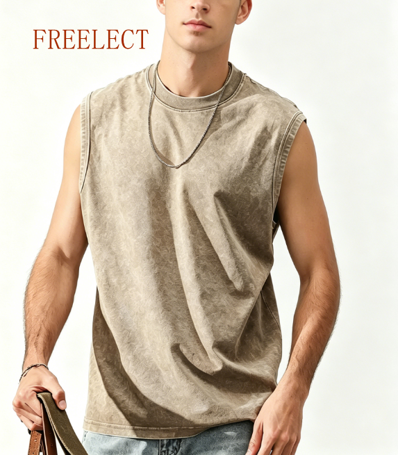 Unisex sleeveless vest, loose fit  casual basic sports vest  streetwear  Freelect