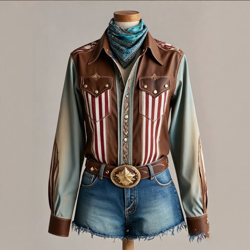 Women's Vintage Western Red Floral Long Sleeve Shirt