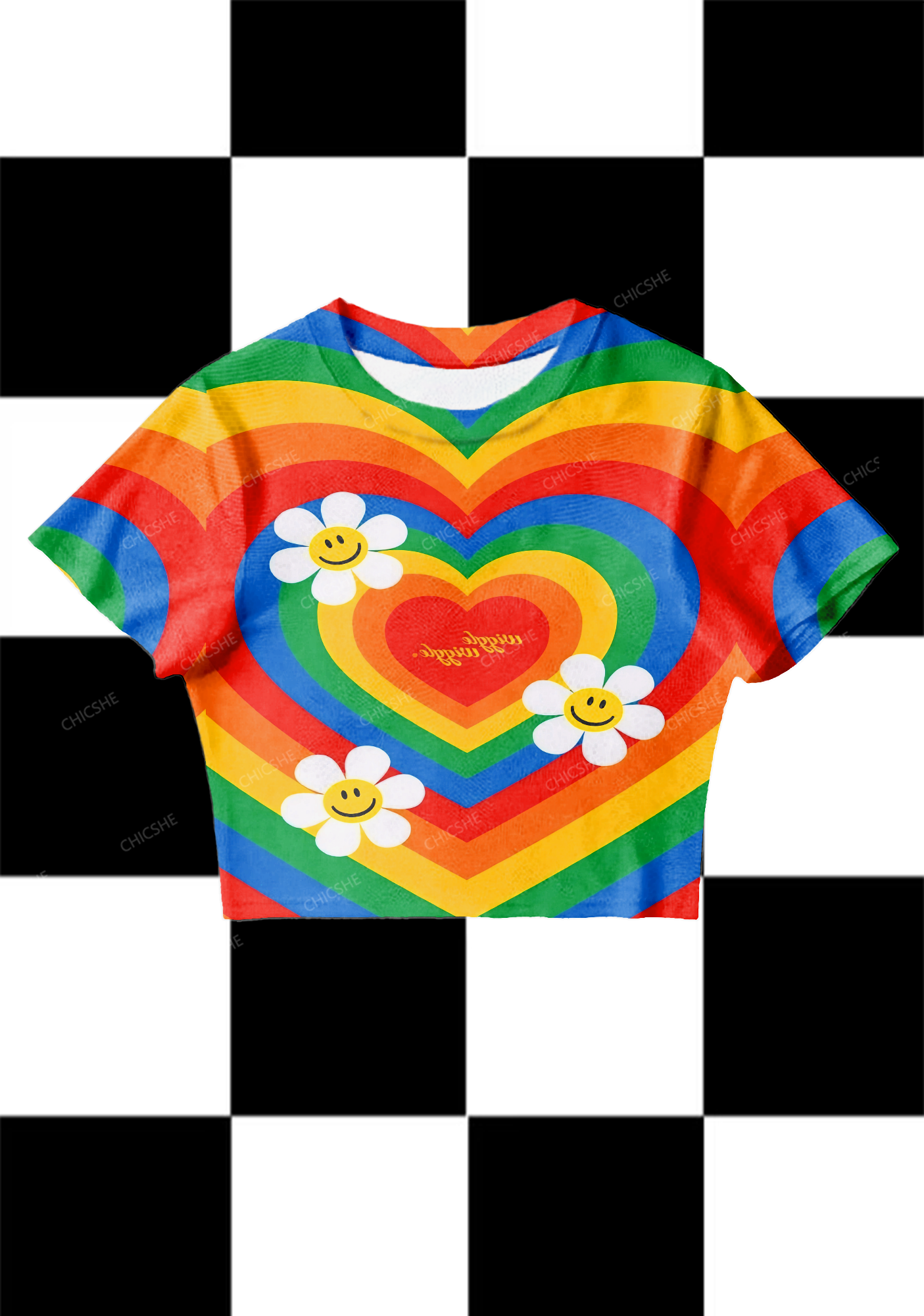 Chicshe Rainbow Love Pride Y2K Mesh Crop Top