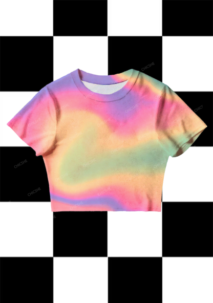 Chicshe Color Smudge Y2K  Mesh Crop Top