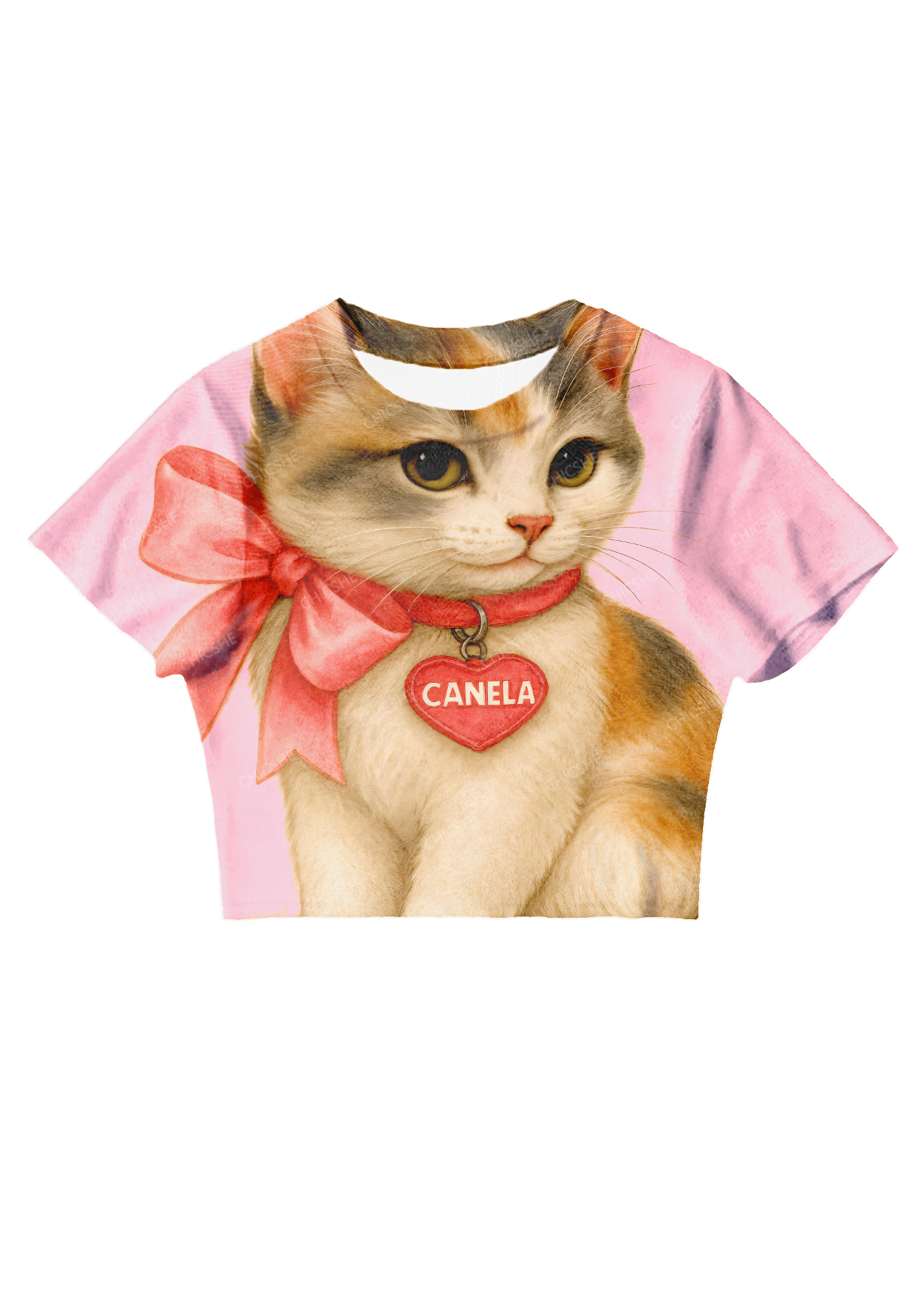 Chicshe Retro Cat With A Bow Y2K Mesh Crop Top