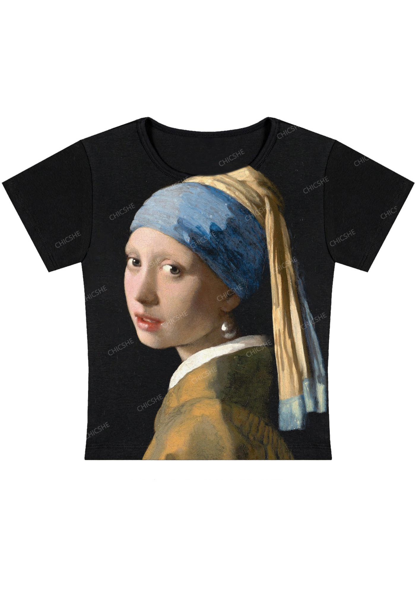 Chicshe Classical Oil Painting Girl Y2K Baby Tee 
