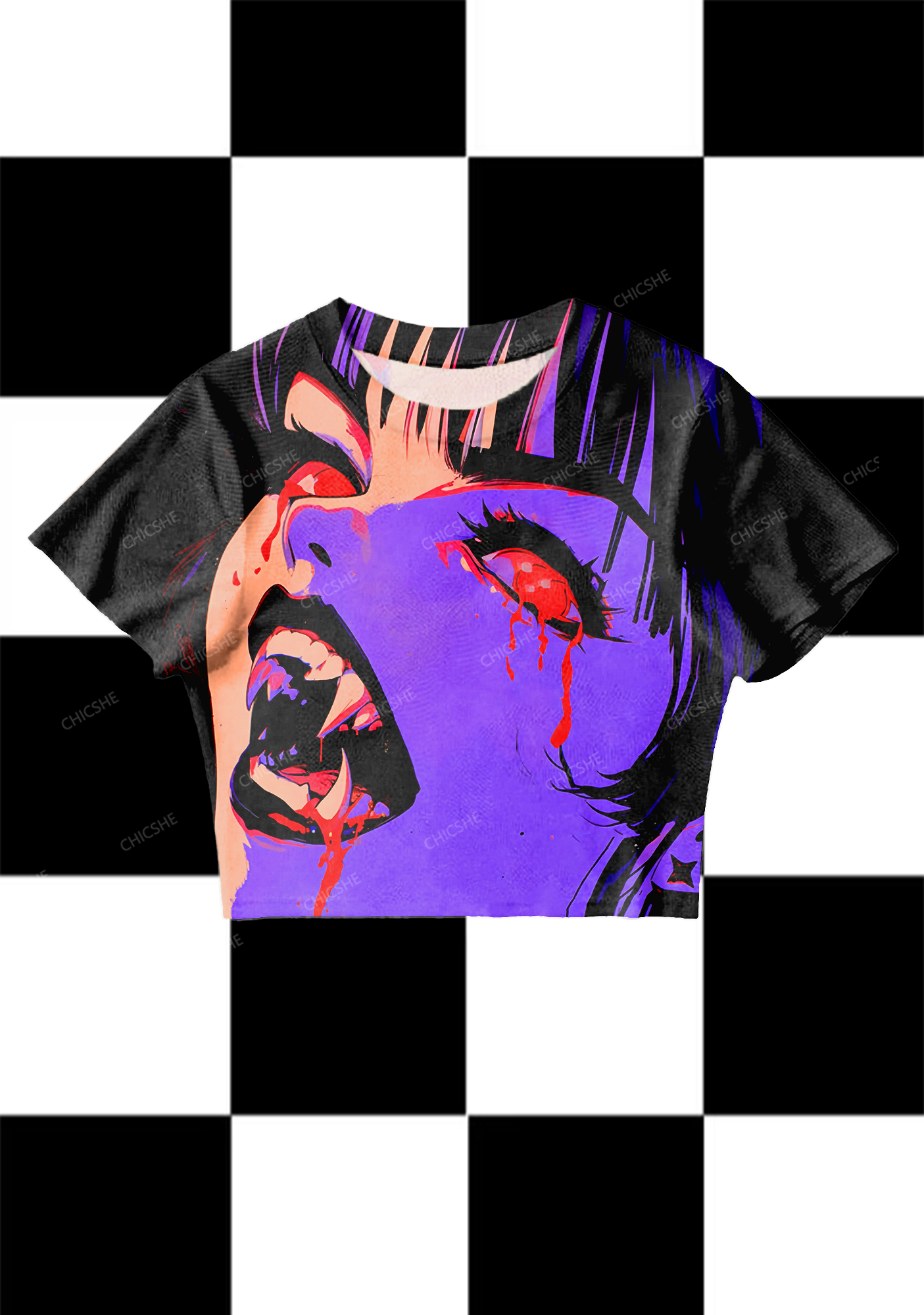 Halloween Screaming Ghost Y2K Mesh Crop Top Chicshe