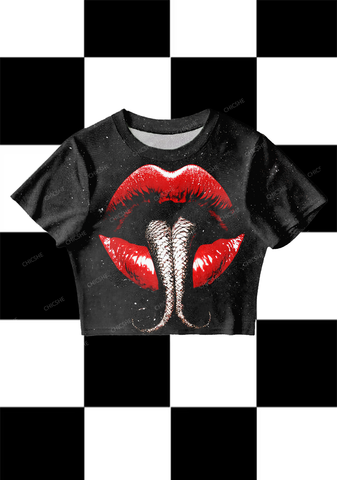 Halloween Femme Fatale Y2K Mesh Crop Top Chicshe