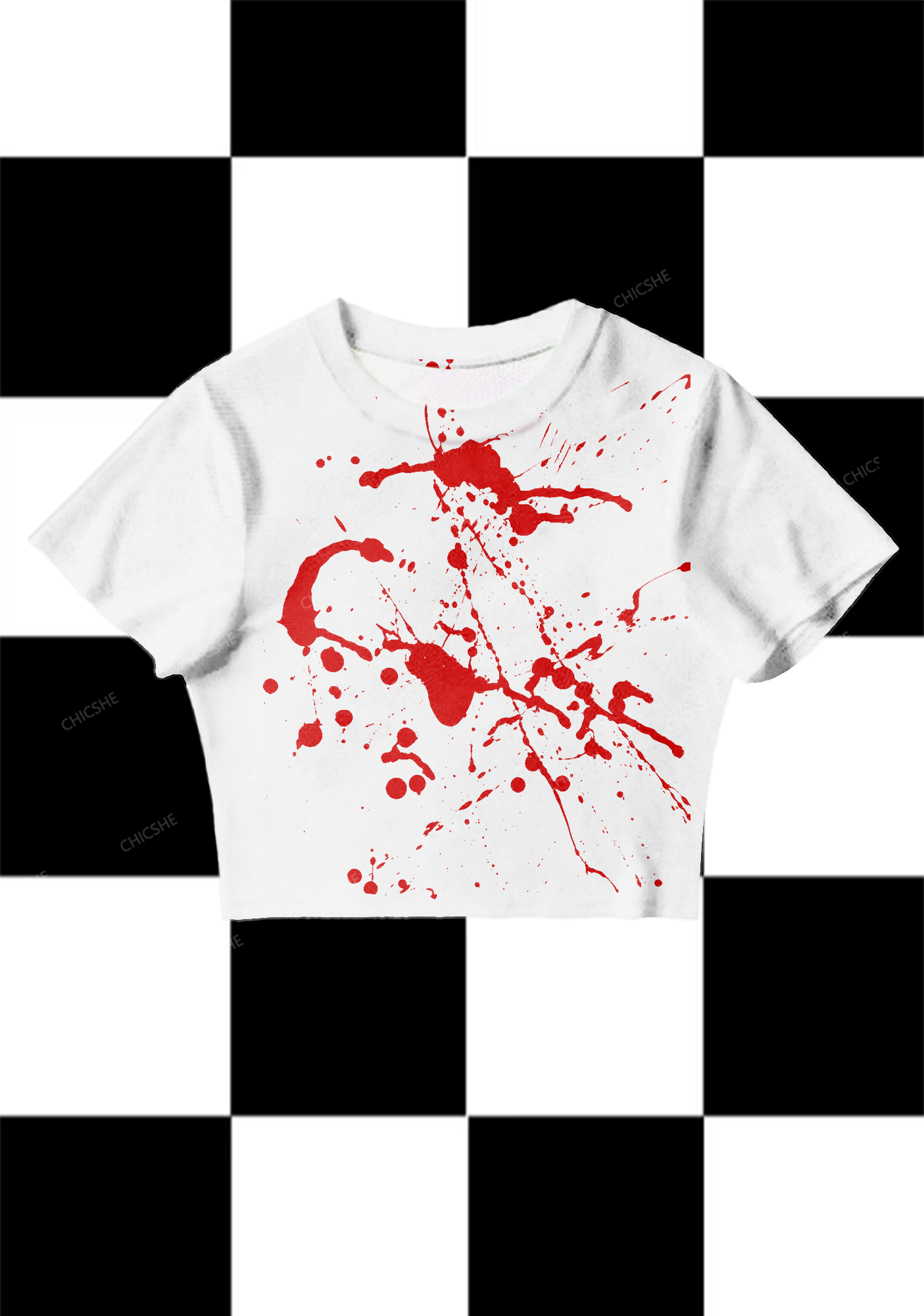 Chicshe Halloween Blood Y2K Mesh Crop Top 